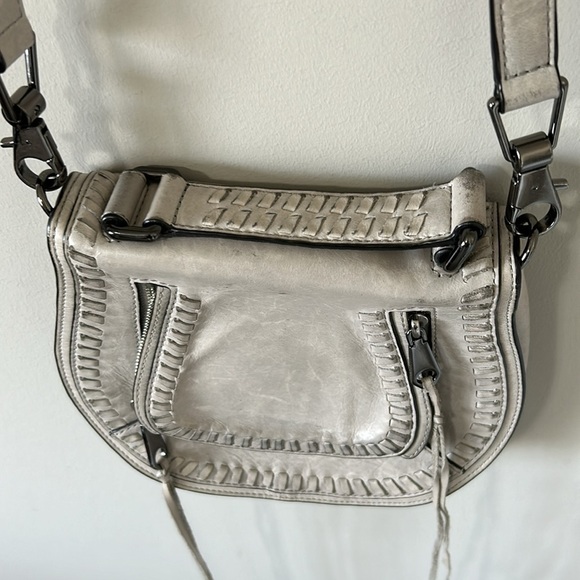 Rebecca Minkoff Vanity Saddle Bag Small Gray Crossbody Bag Purse Pockets - Picture 6 of 13